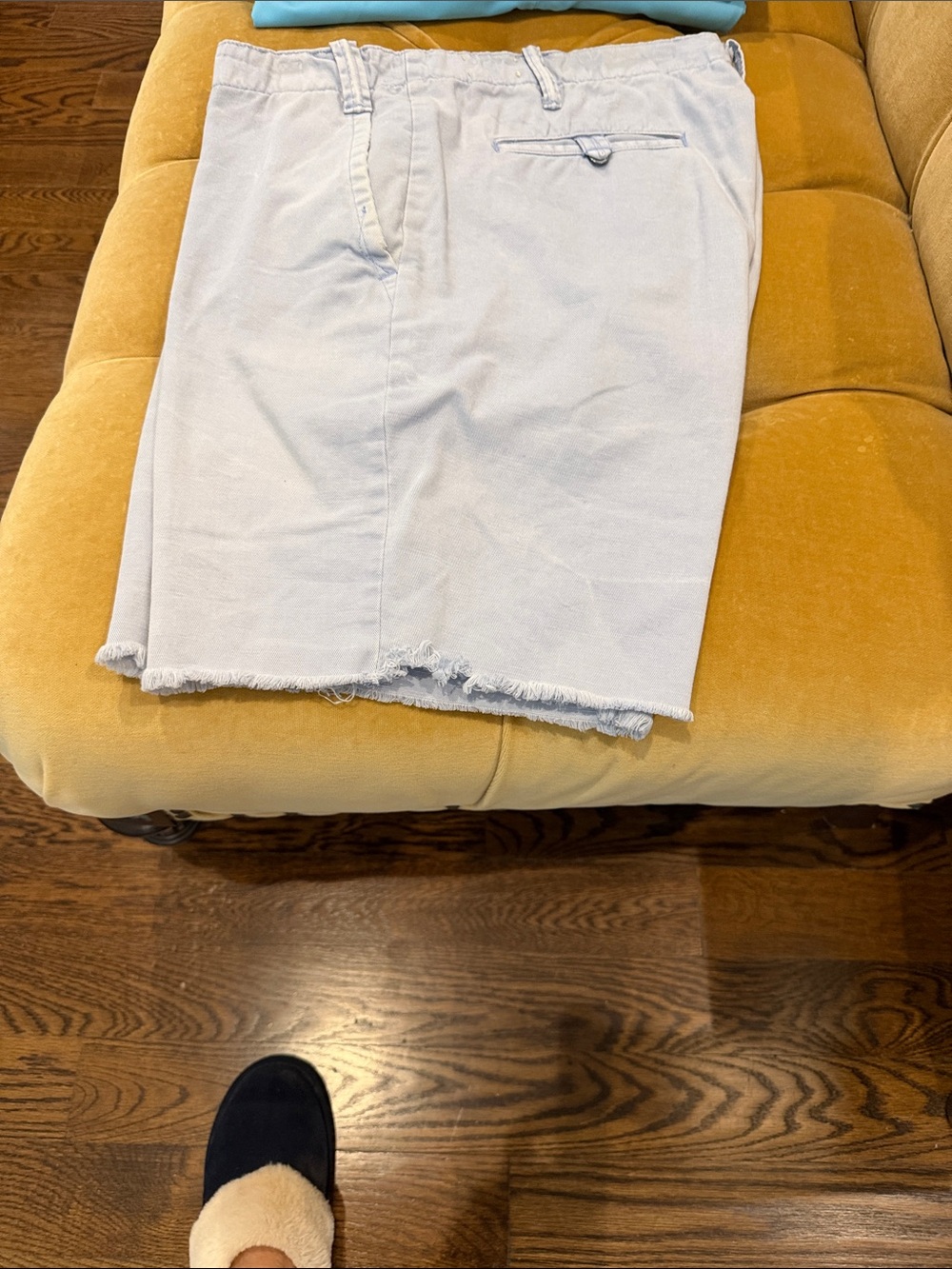 Polo by Ralph Lauren Light Blue Cotton Blend Frayed Hem Shorts